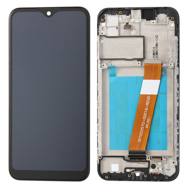 For Samsung Galaxy A01/A015/A01F | LCD Assembly with Frame/Small connector | Black(Refurbished)