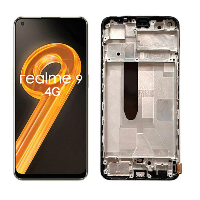 For Realme 9 4G OLED Assembly With Frame Black(Aftermarket Plus)(SKU:1505596)
