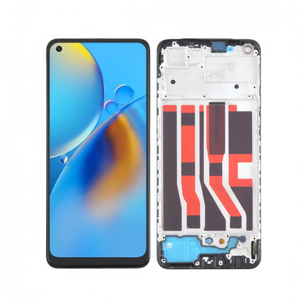 For OPPO A74 4G / OLED assembly With frame / black  (Premium OEM)(SKU:1560951)
