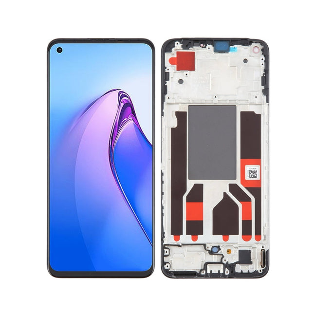 For OPPO Reno8 5G / OLED assembly With frame / black  (Refurbished)(SKU:1553968)
