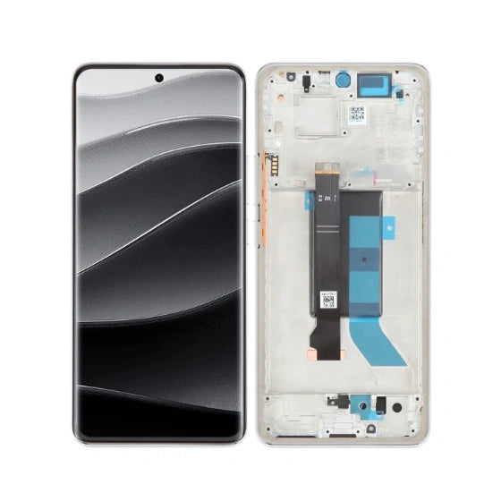 For Xiaomi Redmi Note 14 Pro+ 5G OLED assembly with frame Silver (Premium OEM) (SKU:1563981)