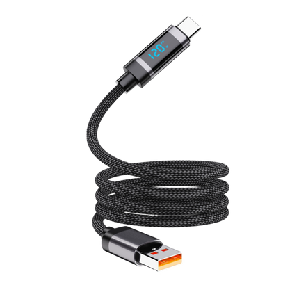 Zeqi ZE-V370 USB to Type C Cable | 6A with LED |1.2m fabric braided wire (SKU:1497202)