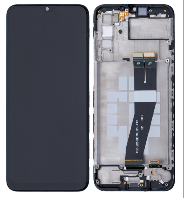 For Samsung Galaxy A02s/A025F/A01F | LCD Assembly with Frame (Small Glass Version)159mm | Black(Refurbished)