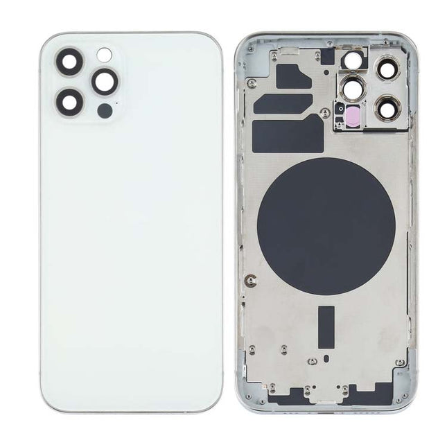 For iPhone 12 Pro | Back Cover With Middle Frame+Side Key+Camera Cover+Sim Card Holder(No Logo) | White(Aftermarket Plus)