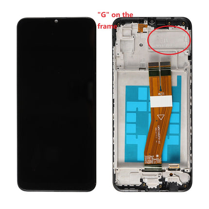 For Samsung Galaxy A03 / A035F / A035M LCD Assembly With Frame / Small Glass Version 162.22mm) / "G" on the frame Black (Refurbished)***DE Warehouse***(SKU:1528685)