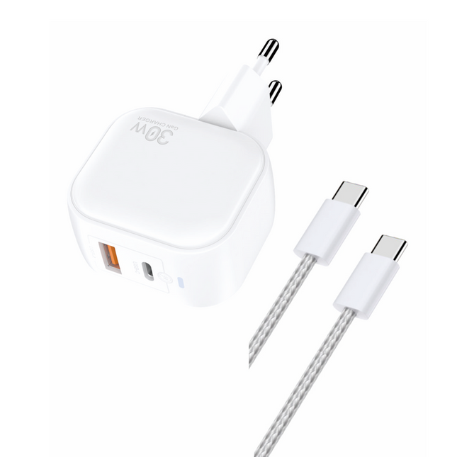 ZeQi ZE-EK023C-C / 2 in 1 charger with Type C - Type C cable / 30W PD Quick Charger / EU Standard