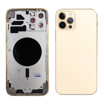 For iPhone 12 Pro max | Back Cover Assembly with small parts(No Logo) | Gold(Aftermarket Plus)