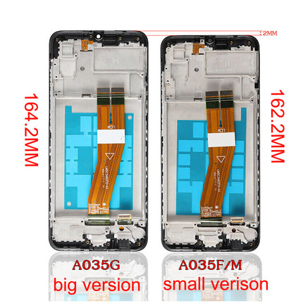 For Samsung Galaxy A03 / A035F / A035M LCD Assembly With Frame / Small Glass Version 162.22mm) / "G" on the frame Black (Refurbished)***DE Warehouse***(SKU:1528685)