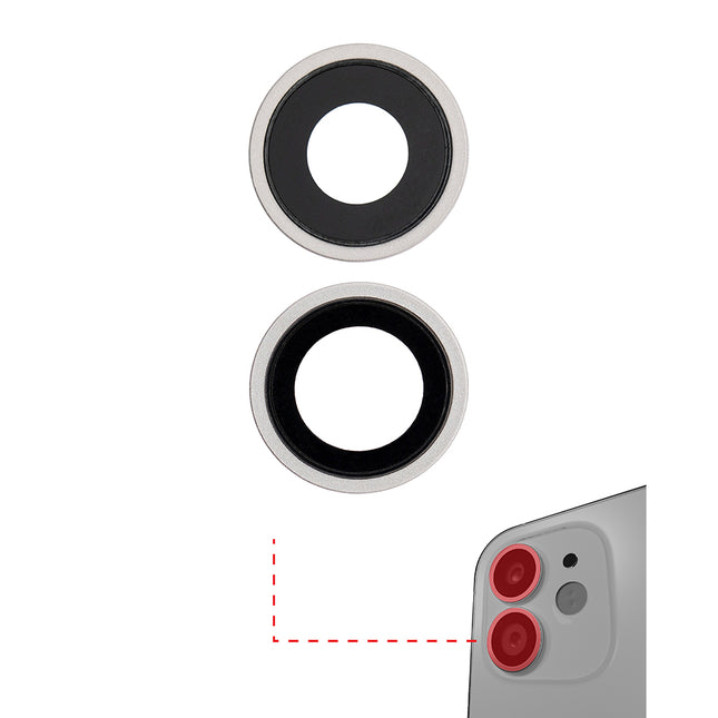 For iPhone 12 Mini | Camera Lens With Frame/Sticker | White(Premium OEM)