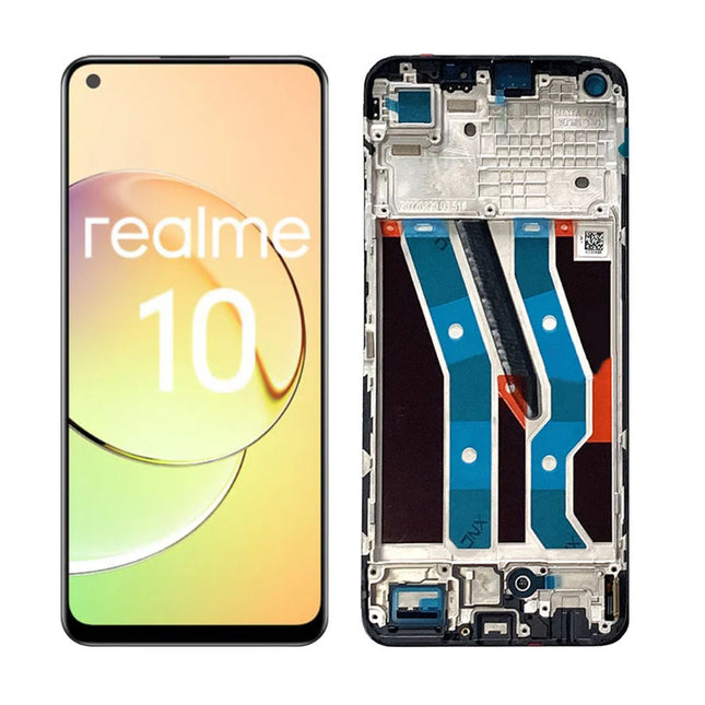 For Realme 10 LCD Assembly With Frame | Black (Refurbished)