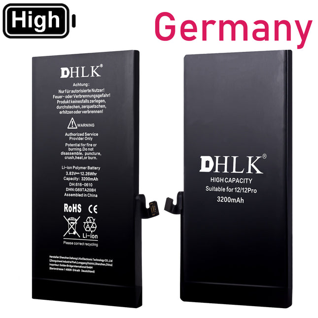 DHLK for iPhone 12 / 12 pro | Battery with sticker High Capacity 3200 mAh ***DE warehouse***