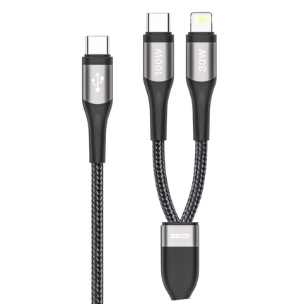 zeqi ZE-V380 Fast Charge Cable 1.5M / Type C to Type C 100W / Type C to Lighting 30W PD