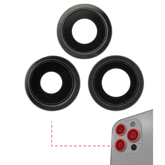 For iPhone 11 Pro Max | Camera Lens With Frame/Sticker | Black(Premium OEM)
