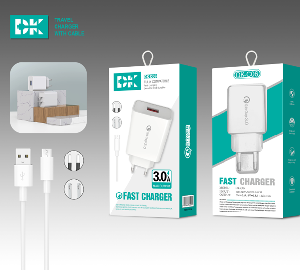 DK-C06/QC3.0 Charger+Micro Cable(European standard)