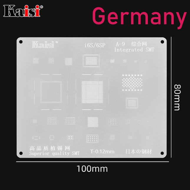 Kaisi 0.12mm BGA Reballing Stencil Solder Template for iPhone IC CPU  ( A-9 )   |  6S/6SP***DE Warehouse***