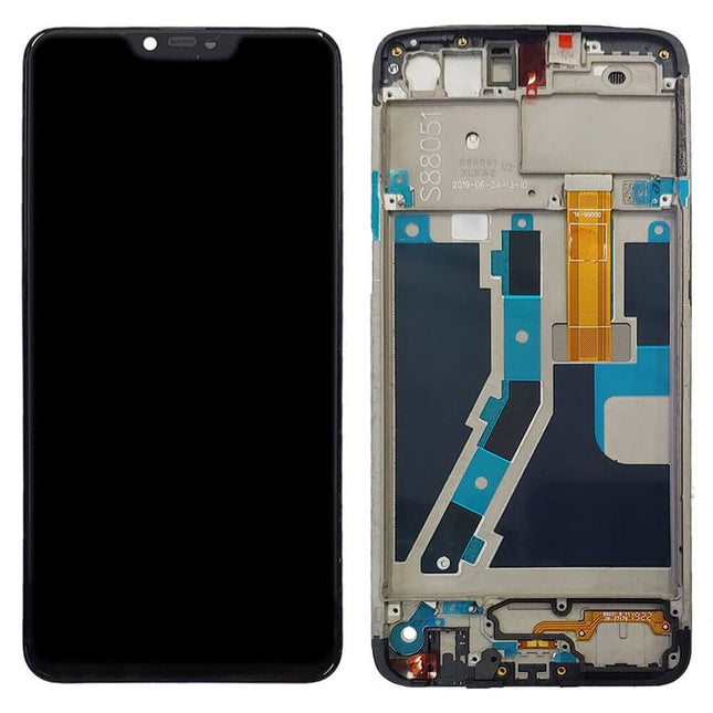 For OPPO A5/A3S LCD Assembly with Frame  |  Black ( Refurbished ) 