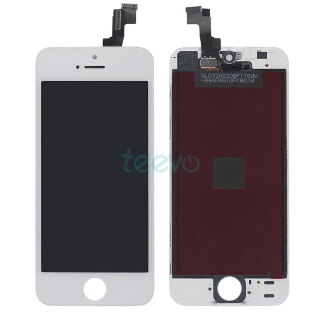 For iPhone 5S | LCD Assembly with Home button/LCD Back Plate/Ear Speaker/Front Camera | White(Aftermarket)