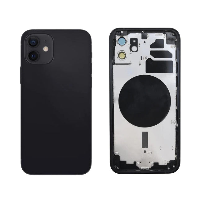 For iPhone 12 | Back Cover Assembly with small parts(No Logo) | Black(Aftermarket Plus)