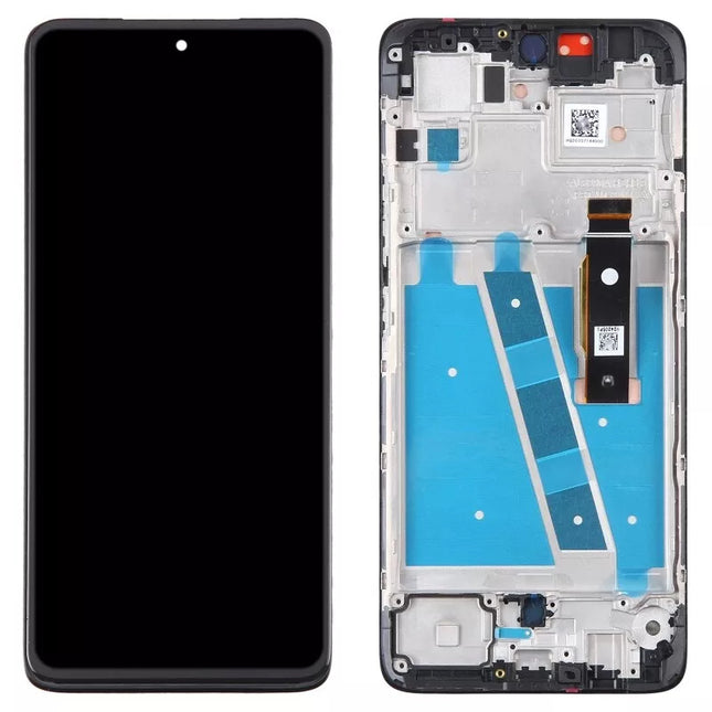 For Motorola G72 LCD Assembly With Frame | Black(Premium OEM)