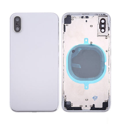 For iPhone X | Back Cover Assembly with small parts(No Logo) | White(Aftermarket Plus)