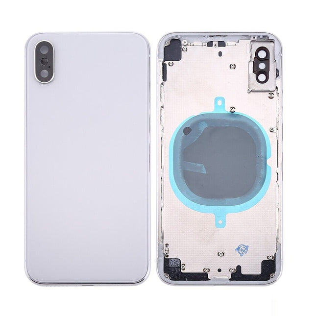 For iPhone X | Back Cover Assembly with small parts(No Logo) | White(Aftermarket Plus)