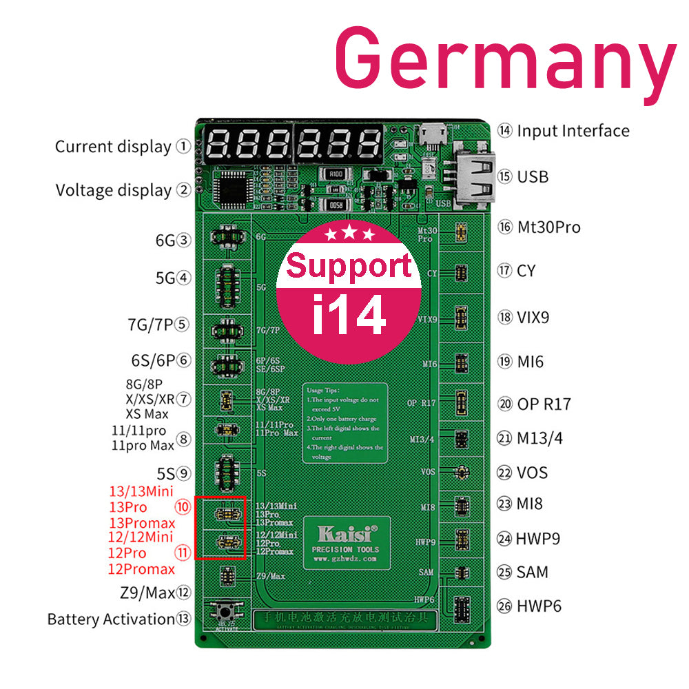 Kaisi 9208 Battery Charger Activation Plate iPhone/samsung/oppo
