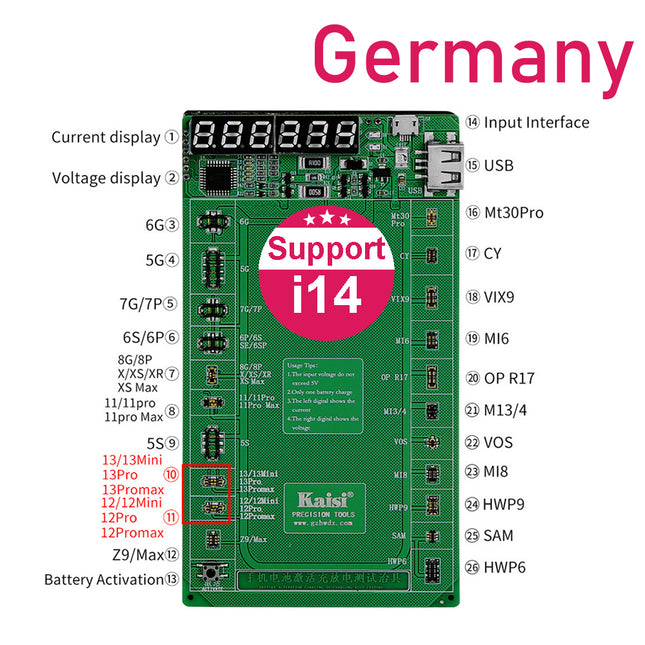 Kaisi 9208 Battery Charger Activation Plate iPhone/samsung/oppo/vivo/tecno ***DE Warehouse***