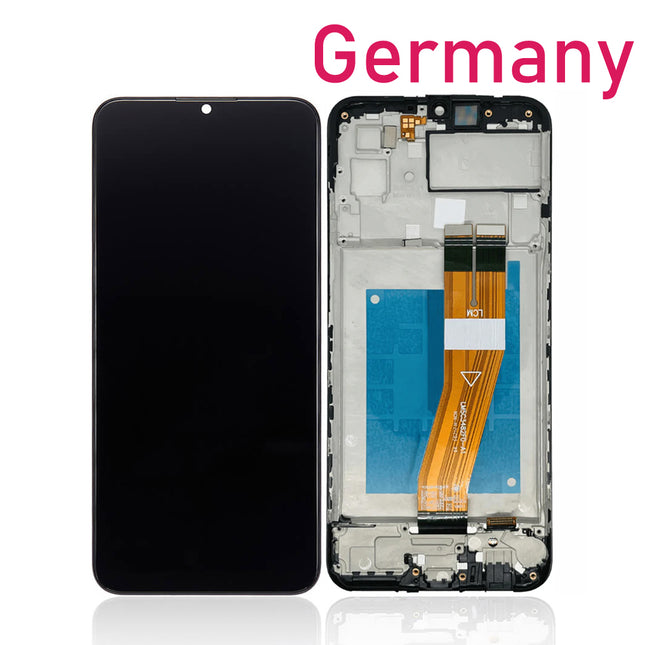 For Samsung Galaxy A03 / A035G LCD Assembly With Frame / Big Glass Version 164.22mm / N on the frame | Black (Refurbished)***DE Warehouse***