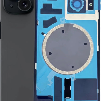 For iPhone 15 Lens for back cover With bracket and back camera lens / Magnetic Black (Aftermarket Plus)(SKU:1555151)
