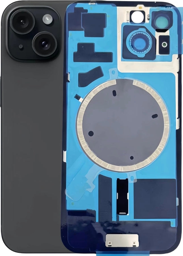 For iPhone 15 Lens for back cover With bracket and back camera lens / Magnetic Black (Aftermarket Plus)(SKU:1555151)