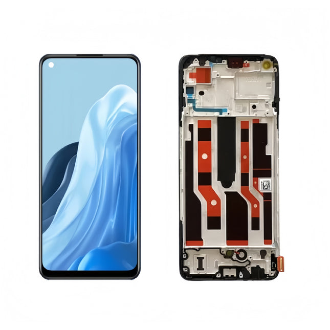 For OPPO Reno8 Lite / OLED assembly With frame / black  (Refurbished)(SKU:1529525)