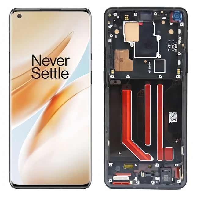 For OnePlus 8T / OLED assembly With frame / black  (Refurbished)(SKU:1497796)