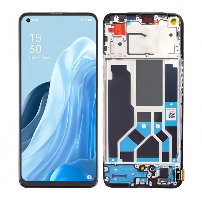 For OPPO Reno7 SE 5G / OLED assembly With frame / black  (Refurbished)(SKU:1556940)
