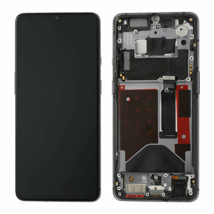 For OnePlus 7T / OLED assembly With Frame Black (Refurbished)(SKU:1430842)